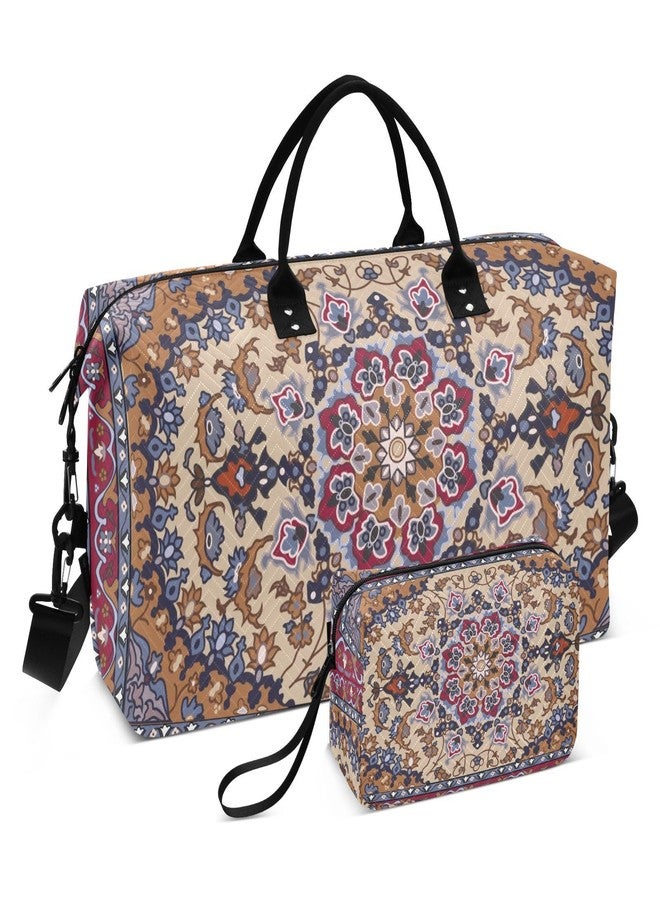 Aflyko Travel Duffel Persian Carpet Tribal Mandala Sport Tote Gym Weekender Overnight for Men Women Flight Approved Carry On Fitness Dance Go-To Daily, Medium - Image 1